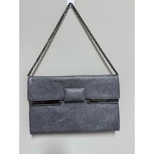BCBGMAXAZARIA Runway Silver Clutch with Silver Chain Strap Handbag